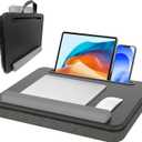 Lap Desk - Portable Laptop Desk Fits up to 15.6 inch Laptops, Wrist Pad, Storage Function, Tablet & Phone Holder, Laptop Stand for Home Office Study (Black & Dark Gray)