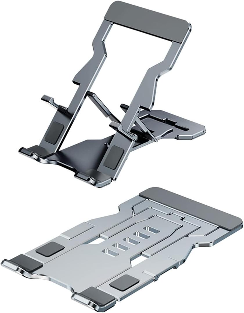 Phone Stand for Desk, Adjustable Cell Phone Stands, Foldable Metal Phone Stands for All Smartphone (Grey)
