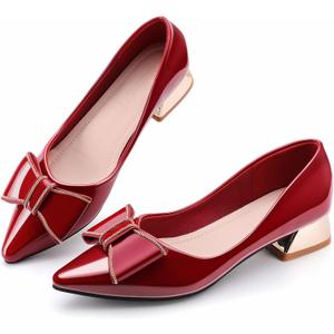 Women's Chunky Closed Toe Low Block Heels Work Pumps Comfortable Dress Wedding Shoes for Party Office (8)