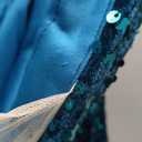 Ikerenwedding Sparkly Prom Dress Glitter Sequin Feather Split Pageant Celebrity Gala Evening Dress Lake Blue US22W