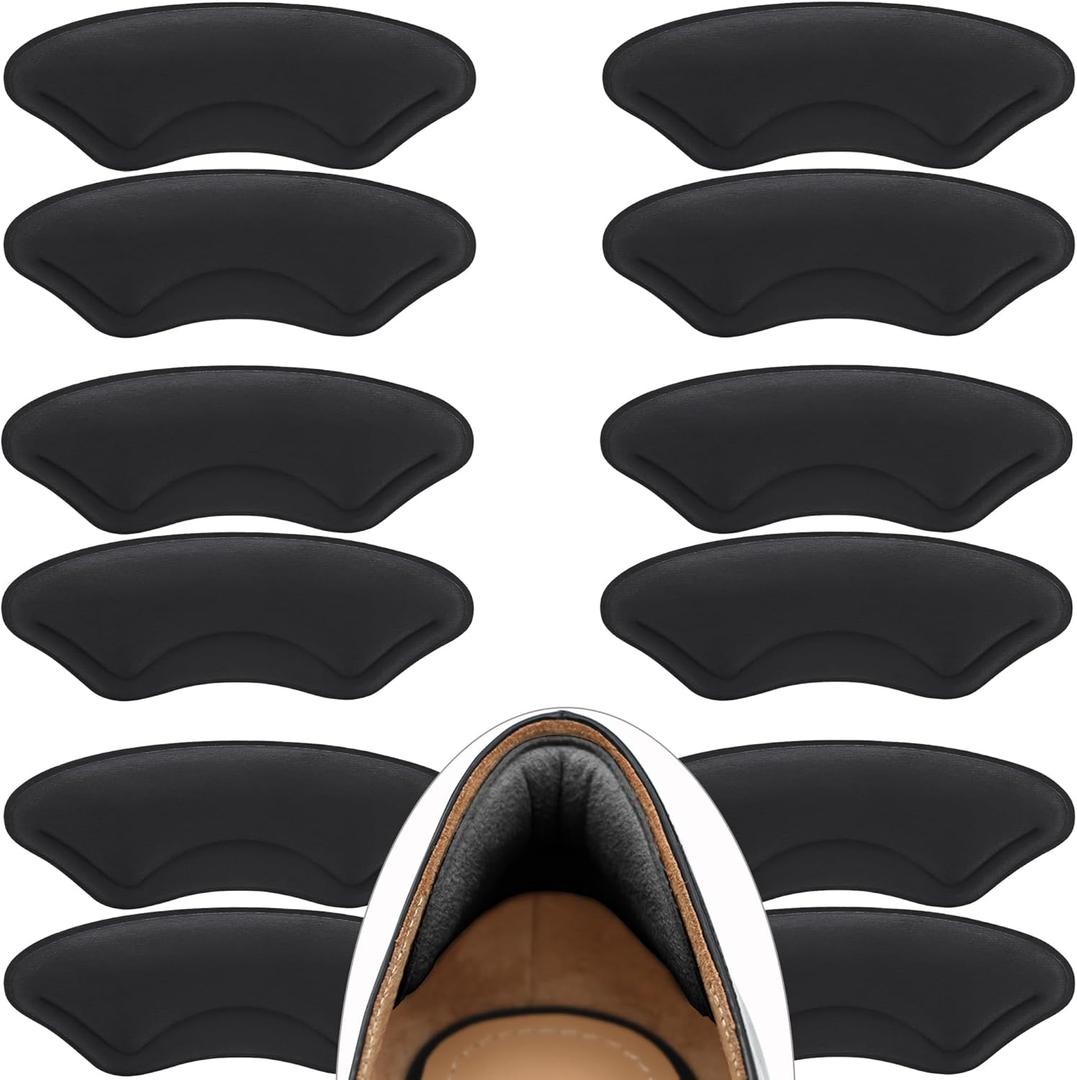 Comfowner 6 Pairs Heel Cushion Pads for Shoes Too Big, Shoe Grips Liners Heel Protectors for Loose Shoes, Heel Pain, Blisters and Rubbing, Anti Slip Shoe Filler Make Shoes Fit Tighter(Black)