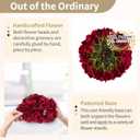 NUPTIO Flower Balls for Centerpieces Wedding: 2 Pcs 11.8 inch Diameter Artificial Flower Ball Arrangement Bouquet Centerpiece for Tables - Burgundy Fake Rose Flowers for Wedding Decor