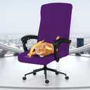 Stretch Computer Office Chair Cover with Durable Zipper - Universal Washable Removable Spandex Rotating Boss Chair Slipcovers - Anti-dust Soft Desk Chair Seat Protector for Dogs, Cats, Pets (Purple)