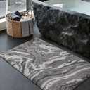 DEXI Bathroom Rug Mat 24x36, Soft and Absorbent Marble Bath Mat, Non Slip Machine Washable Bath Rugs for Shower Floor, Tub, Sink, Grey and White