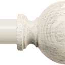 White Wood Curtain Rods for Windows:HTZON 1" Farmhouse Boho Rrustic Wooden Curtain Rod Living Room Bedroom,Decorative Adjustable Antique White Drapery Rods Faux Wood Grain Vintage Distressed,36-88"