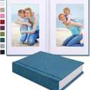 Pssoss Small 4x6 Photo Album with Writing Space Holds 20 Photos Ideal for Wedding Theme-Album and Baby Photo Album (Blue)