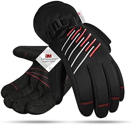 BIKINGMOREOK Winter Gloves for Men Women, -10°F 3M Thinsulate Ski Gloves Touchscreen Snowboarding Gloves Snow Gloves with Waterproof TPU Membrane Cold Weather Gloves, L