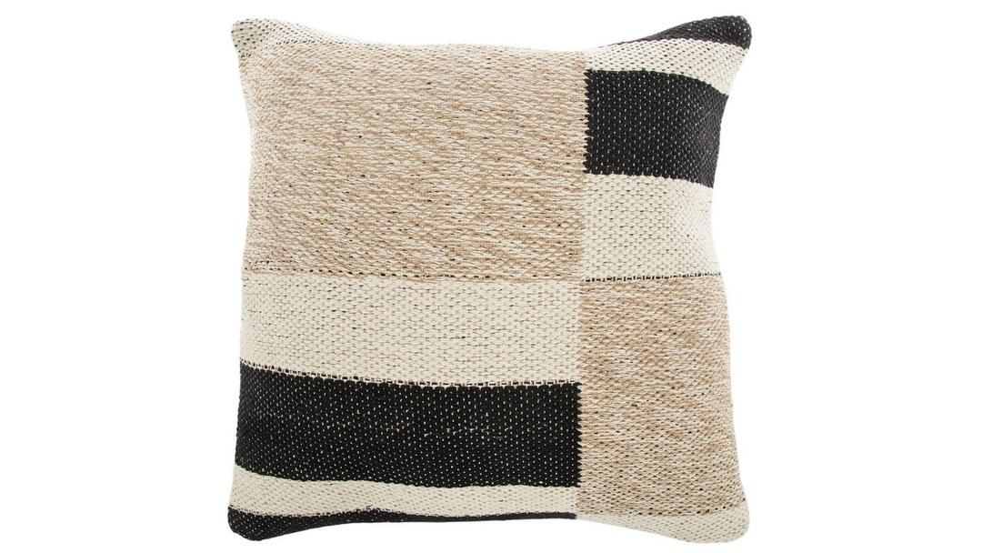 cygnus 24x24 Pillow Covers Set of 2 -Boho Rustic Farmhouse Decorative Throw Pillow Covers for Couch Sofa Bedroom Livingroom,Black Linen Patchwork Faux Leather Couch Covers,Black