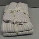 MooMee Striped Duvet Cover Set 100% Washed Cotton Linen Like Textured Breathable Durable Soft Comfy (Tannish Linen Grey White Pinstripes, Palatial King/Oversized King 120"x98")