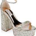 Badgley Mischka Women's Party Heeled Sandal (8, Platino (Gold))