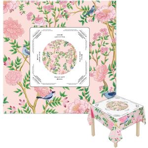 Mahjong Tablecloth 55" x 55" Polyester Square Instructional Design with Rules for Family Game Night Party Favor Supplies(Elegant)