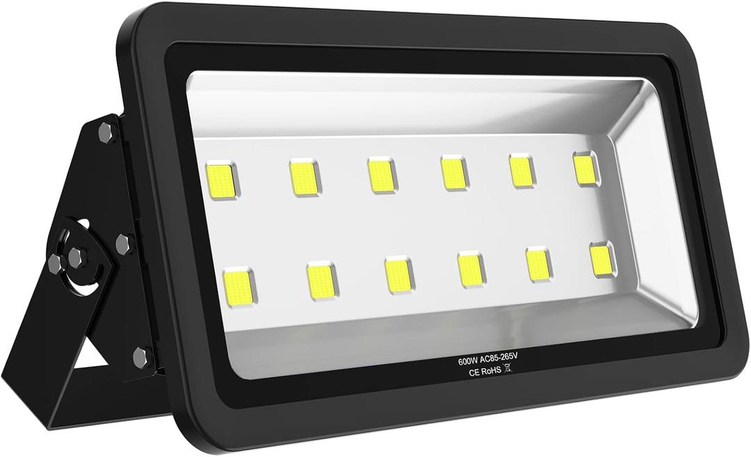 600W Outdoor LED Flood Light, 60000LM Super Bright, 110-285V, IP66 Waterproof, 6000K Daylight White Security Lights,Lighting for Playground Yard Stadium Lawn Ball Park