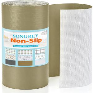 Songrey Non-Adhesive Shelf Liner & Cabinet Liner, 20" x 240" Non-Slip Drawer liner for Kitchen Cabinet, Waterproof Countertop Contact Paper for Bathroom, Shelves, Dresser, Pantry, Beige