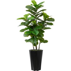 Artificial Fiddle Leaf Fig Tree 5FT - Faux Fig Tree with Black Diamond Planter - Tall Fake Floor Plant Potted - Artificial Silk Tree for Home Office Living Room Decor Indoor