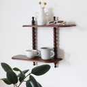 FRIADE 2-Tier Wall Mounted Floating Shelf with Two Roman column ,Decorative Display shelf for Entrance,Bathroom, Bedroom, Living Room, Kitchen,Office (Dark Brown)