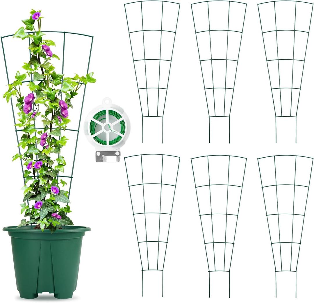 6-Pack Indoor Plant Trellis - 32 Inches, Heavy-Duty Metal for Climbing Houseplants, Flowers, Vines, and Ivy