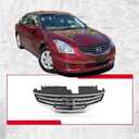 Front Grille (Chrome & Black) Compatible With Nissan 2010 2011 2012 Altima Sedan / 2010-2012 Altima (Base S SL SR) / 2010-2011 Altima (Hybrid) Front Grill Chrome Frame Shell Black Insert