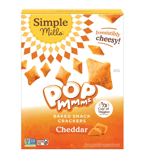 Simple Mills Cheddar Pop Mmms Baked Snack Crackers, Kosher, Gluten Free & Non-GMO, 5.60 Ounce (Pack of 4) (EXP 08/02/26)