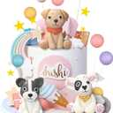 Dog Cake Topper Clay Dog Figurines Star Cloud Ball Cake Toppers Decorations for Dog Theme Paw Cute Pet Decoration Supplies