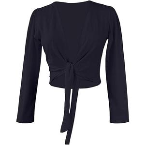 Daydance Girl's Women's Dance Top Wrap Cotton Cardigan Shrug Sweater for Ballet L