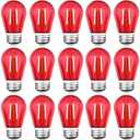 GUILEDUO 15 Pack S14 LED Red String Light Bulbs, Shatterproof 2 Watt Replacement Bulbs for Outdoor String Light, Waterproof Decorative E26 Base Red Filament Edison Christmas Light Bulbs, 120V