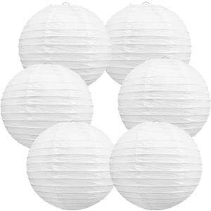 BEISHIDA 10-Inch White Paper Lanterns Decorative Chinese/ Japanese Hanging Round Paper Lanterns Lamp for Birthday, Wedding, Christmas, Bridal, Home Decor, Party Decoration (6 Packs)