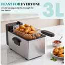 OLIXIS Deep Fryer for Home Use, Small Electric Fryer with 3 Liter Capacity, 1500W Power, 4 Adjustable Temp, Lid with Viewing Window for Fried Chicken, Shrimp, French Fries, Silver
