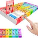 Push Button Weekly Pill Organizer 2 Times a Day, Medicine Pill Organizer, Pill Box Case 7 Day AM PM BPA-Free, Pill Container for Vitamins, Fish Oil, Supplements and Medication