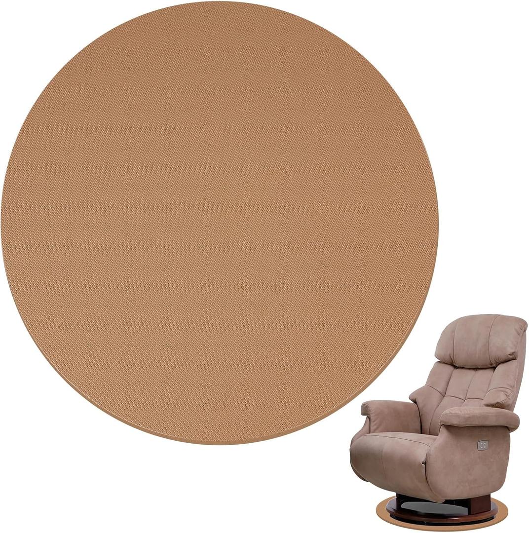 Recliner Pads for Hardwood Floors - Round Floor Rubber Mat for Recliners Protects Hardwood & Tile Floors from Scratches, Coffee