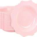 COLOSUS Pink Plastic Party Bowls (60 Pack) 12 Oz Disposable Soup/Salad Bowl, Fancy Shatterproof Dinnerware for Easter, Catering, Holidays, Weddings, and Everyday Use