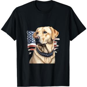 American USA Flag Lab Owner Yellow Labrador Retriever T-Shirt M