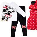 Disney Minnie Mouse Zip Up Vest Puffer T-Shirt and Leggings 3 Piece Outfit Set Infant to Big Kid