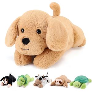 Yellow Lab Weighted Stuffed Animals - 12 Inch 1.0 Pounds Weighted Plushies Labradoodle Stuffed Animal - Small Dog Plush Pillow - Cute Plush Toy Gifts for Kids & Adults (12" 1.0 lbs)