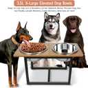 Spacnom Elevated Dog Bowls for Large Dogs, Raised Dog Bowl Stand with Two X-Large Stainless Steel Bowls for Dogs, 3.5L Capacity, Rustic Walnut