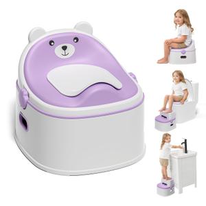 3-in-1 Toddler Potty Training Toilet for Boys & Girls - Convertible Potty Chair with Step Stool for Toddlers 1-3, Anti-Slip Design Toddler Toilet Seat - Removable & Easy to Clean (Lavender)