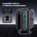 Charging Dock for NS2 Joypad – 4-in-1 Controller Charging Station with LED Indicator & 9 Light Effects, Type-C Powered, Compatible with Original Switch 2 Dock and Joypad