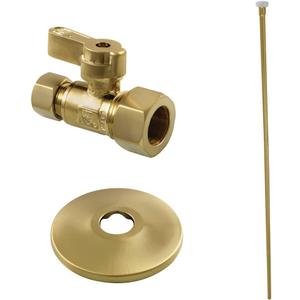 Kingston Brass KF53357TKF20 Toilet Supply Kit, 5/8" OD x 3/8" OD Comp Straight Valve, Brushed Brass