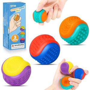 Interchangeable Sensory Fidget Balls, 3 Pack 6 Textured Halves for Mix & Match Tactile Fun, Silent Silicone Stress & Anxiety Relief Toy for Autism, ADHD, Kids Adults, Ideal for Office, Classrom Prizes