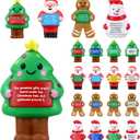 16 Pcs Christmas Stress Positive Gifts for Coworkers Christmas Figurines Bulk for Adult Mini Foam Relief Encouraging Gifts for Office Xmas Party Stocking Stuffed, Christmas Style