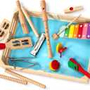 Melissa & Doug Deluxe Band Set with Wooden Musical Instruments & Storage Case