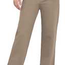 Balleay Art Women Straight Leg Dress Pants High Elastic Waisted Slacks Business Casual Work Office Trousers (S)