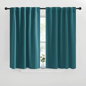 NICETOWN Blackout Curtain Panels for Living Room - (Sea Teal Color) 42x36 inch, 1 Panels Set, Room Darkening Blackout Drapes for Window