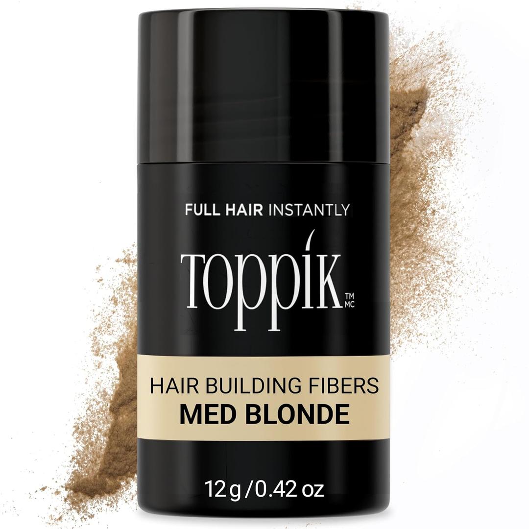 Toppik Hair Building Fibers, Fill In Fine or Thinning Hair Instantly Thicker, Fuller Looking Hair 9 Shades, 4 size