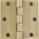 Nostalgic Warehouse Steeple Tip Residential Door Hinge with Square Corners (3.5" x 3.5" - Square, Antique Brass)