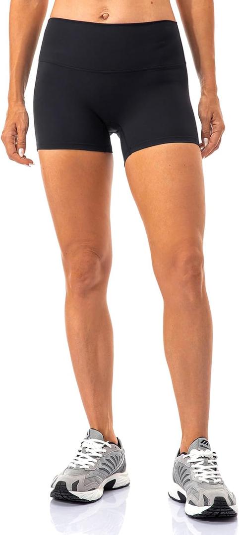 Lavento Women's All Day Soft Yoga Shorts 4"/ 6" - Workout Gym Running Active Biker Short for Woman (Black)