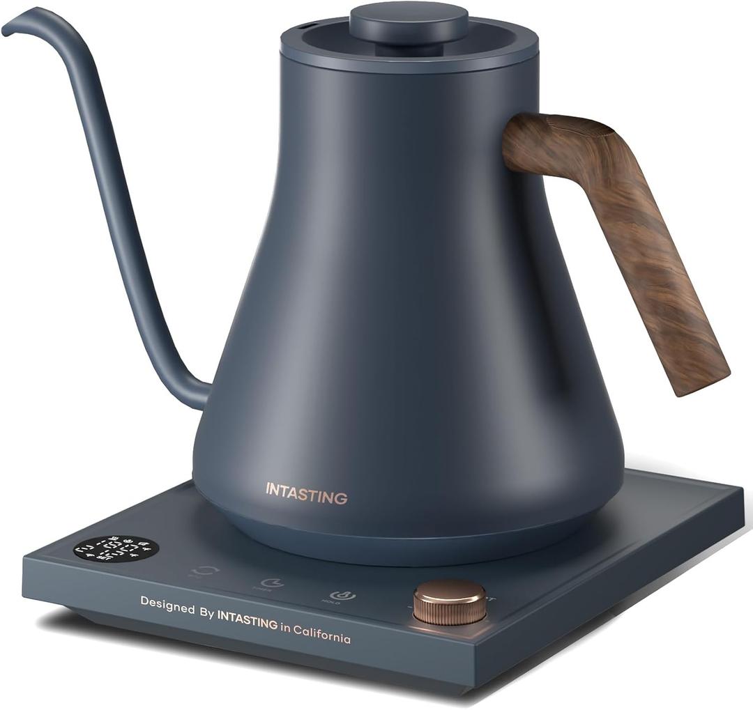INTASTING Electric Kettles, Gooseneck Electric Kettle, ±1℉ Temperature Control, Stainless Steel Inner, Quick Heating, for Pour Over Coffee, Brew Tea, Boil Hot Water, 0.9L Navy Blue