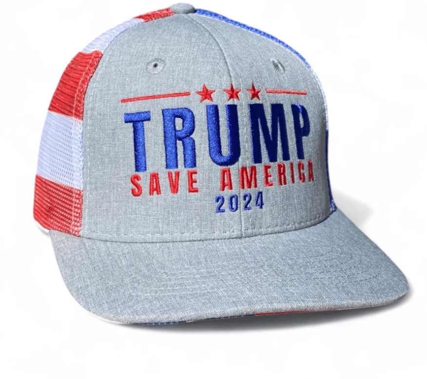 Donald Trump 2024 Save America Patriotic Hat (Grey)