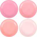 Pink Paper Plates Gradient Pink Party Plates 7Disposable Round Dessert Plates for Birthday Wedding Bridal Engagement Baby Shower Party Supplies 4 Colors (24)