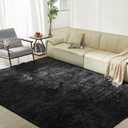 5X8 Ultra Soft Rug for Living Room, Fluffy Shag Area Rug for Bedroom, Modern Shaggy Carpets Fuzzy Rug for Teens Dorm Nursery Home Decor Aesthetic, Upgrade Anti-Skid Durable, Black