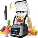 Commercial Blender with Soundproof Shield, 4 Pre-Programmed blender, 70 Oz Quiet Professional Blenders, Heavy Duty Blender with Strong and Professional-Grade Power, Self-Cleaning,2200W